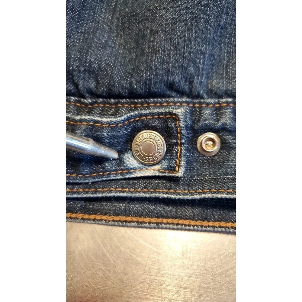 Levis Mens Sherpa Lined Denim Trucker Jacket XL Dark Wash 70520 Blue Stain